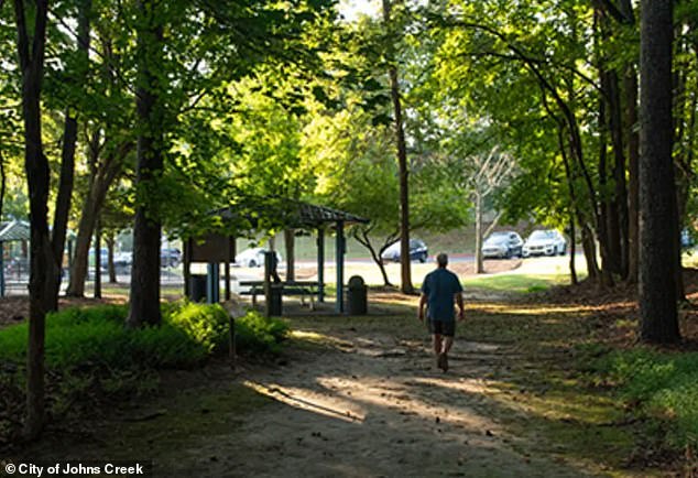 Johns Creek top ranking was determined by analyzing 859 of the most populated cities in the country, considering factors such as job market, value, quality of life and desirability (pictured: park in Johns Creek)