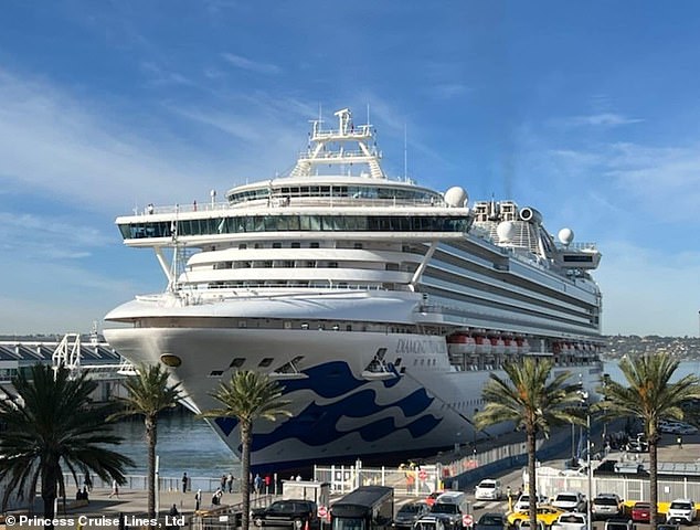 Vacationers were unnerved by the message, but the real shock came when they learned it was about the man leading the voyage (pictured: Diamond Princess)
