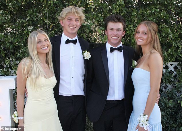 Braun Levi (second from left), 18, was struck dead while crossing the street with a friend at around 12:45am on Sunday in Manhattan Beach