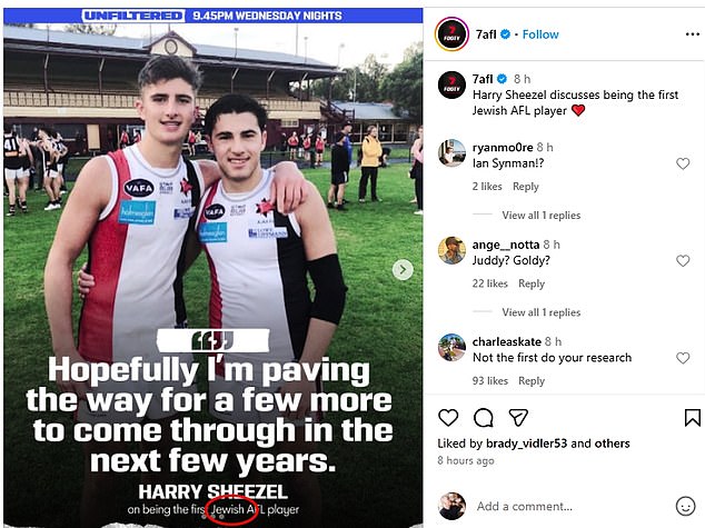 Channel Seven has since taken down the social media post (pictured)