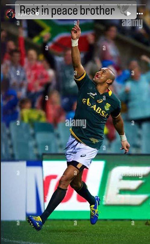 Springboks captain Siya Kolisi was among those to pay tribute on social media to Hendricks