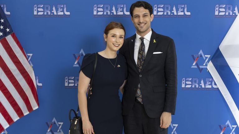 Israel's embassy in the US has shared an image of the two victims of the Washington shooting, naming them as Yaron and Sarah.
@IsraelinUSA