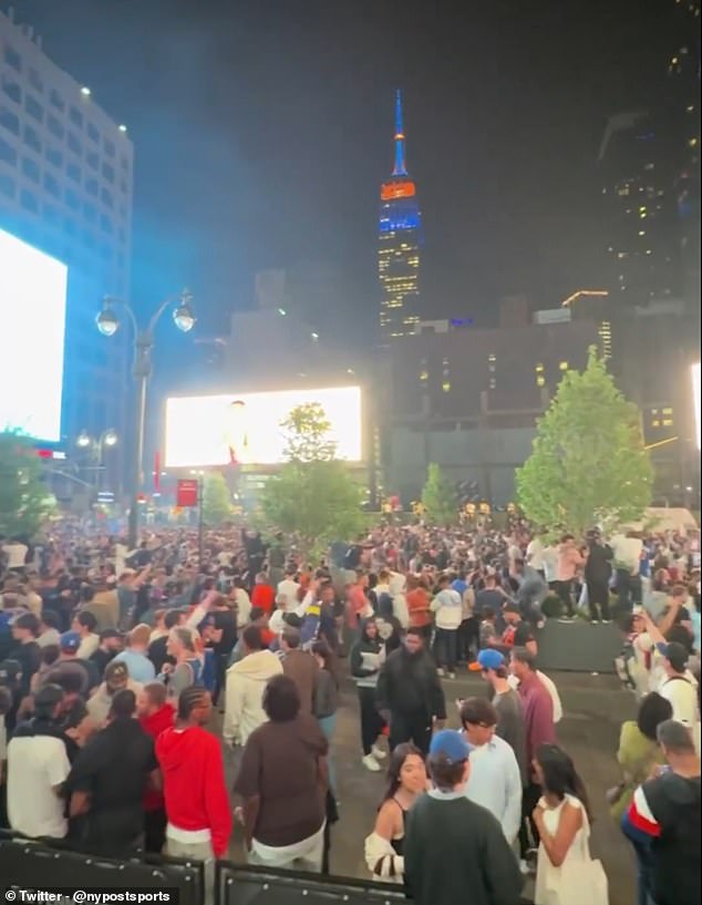Seventh Avenue outside Madison Square Garden was a mob scene of joyful Knicks fans