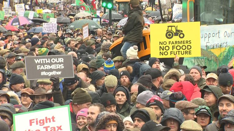 farmers protest in central london over inheritance tax - SN screengrab