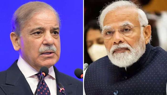 A collage of images showing Prime Minister Shehbaz Sharif (Left) and India Prime Minister Narendra Modi. — PID/Reuters