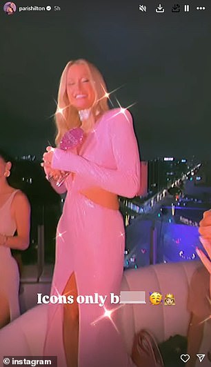 At one point, she stepped behind the DJ booth with her friends