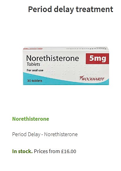 Norethisterone, often dubbed ¿period delaying pills¿, is available online from popular drug stores