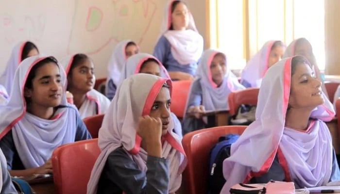 Female students studying in a school in Sindh. —Sindh School Education Department website/File