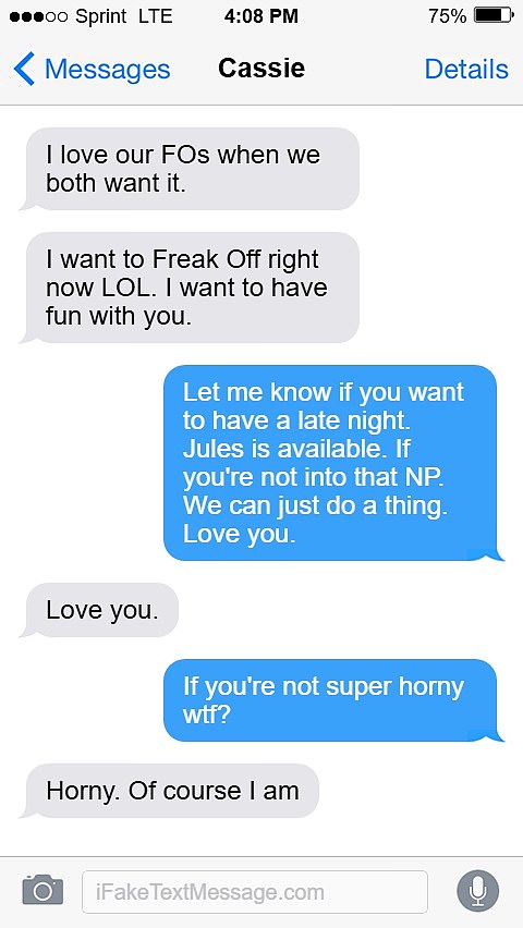 In one text exchange, Cassie admits that she 'love[s] our [freak-offs] when we both want it'