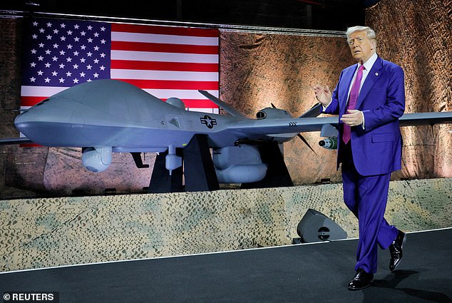 President Trump spoke to U.S. troops at Al Udeid Air Base in Doha, the largest U.S. military base in the Middle East