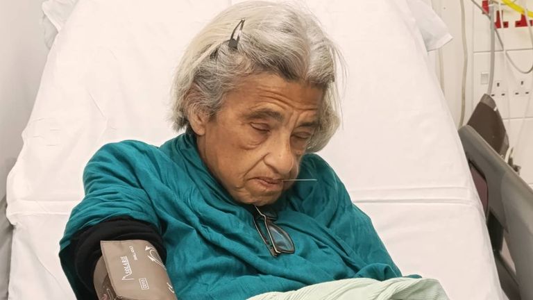 Laila Soueif in hospital on 29 May 2025. Pic: Family Handout 