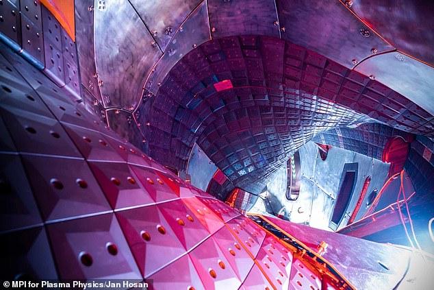 The advanced stellarator Wendelstein 7-X, housed at the IPP Greifswald campus began operations in December 2015. Pictured, a view inside the vacuum vessel of Wendelstein 7-X in Greifswald, Germany