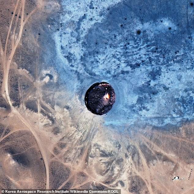 It is believed that the pit formed when blundering Soviet scientists accidentally drilled into a pocket of gas hidden beneath the surface. To prevent the toxic gases from escaping, the scientists chose to light the pit on fire