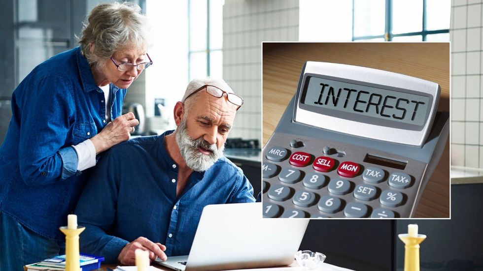 Couple looking at savings online