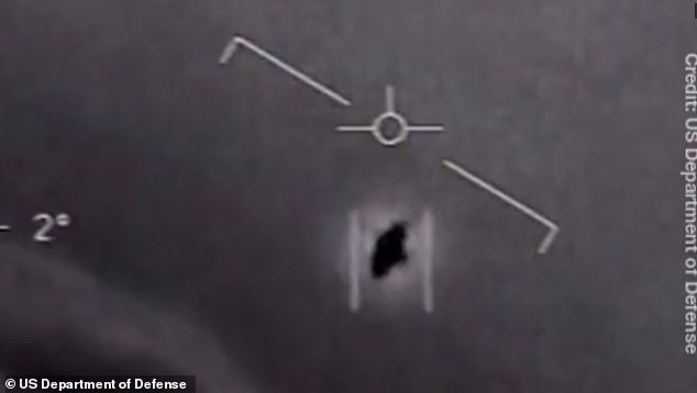 Recent reports suggest that the Pentagon deliberately fanned the flames of UFO conspiracies and gave doctored images to members of the public and members of the military to cover up a secret weapons programme. Pictured: The famous 'Tic Tac' UFO video