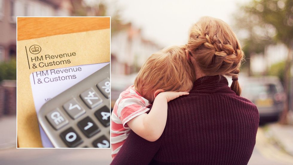 Mum and child with HMRC letter