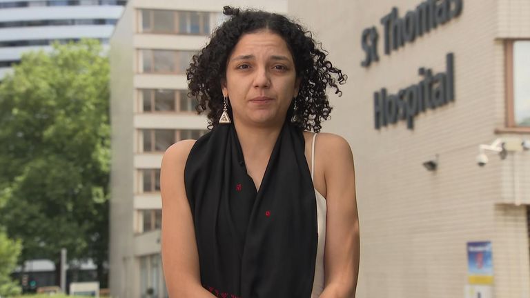 Sanaa Soueif, daughter of Laila Soueif, during a Sky News interview
