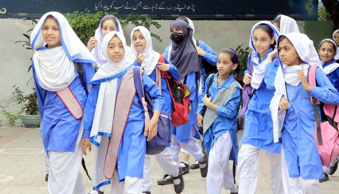 Students back to their schools after summer vacations in Lahore on August 15, 2024. — PPI
