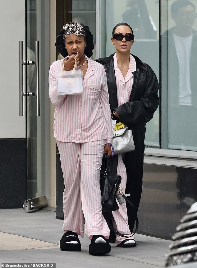 Her son, Saint, briefly took over her account, pleading with Pop Mart to send him a giant Labubu and 'some rainbow teeth ones.' Meanwhile, her daughter, North West (pictured), was spotted with a gray Labubu dangling from her purse