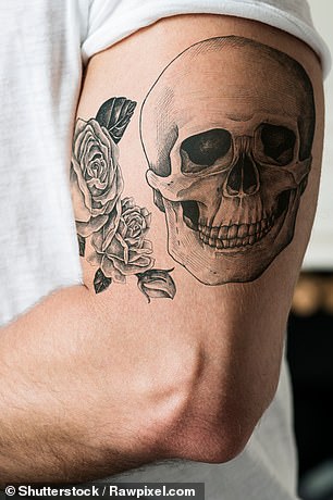 People who opt for tattoos featuring death imagery are more likely to be rated as unpleasant (stock image)