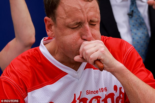 Chestnut and other competitive eaters focus on chewing less and swallowing more food so they can clear their mouths faster