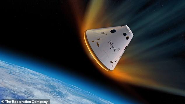 In addition to human remains, the Nyx capsule (pictured) carried cannabis plant matter and seeds for a citizen science project called Martian Grow