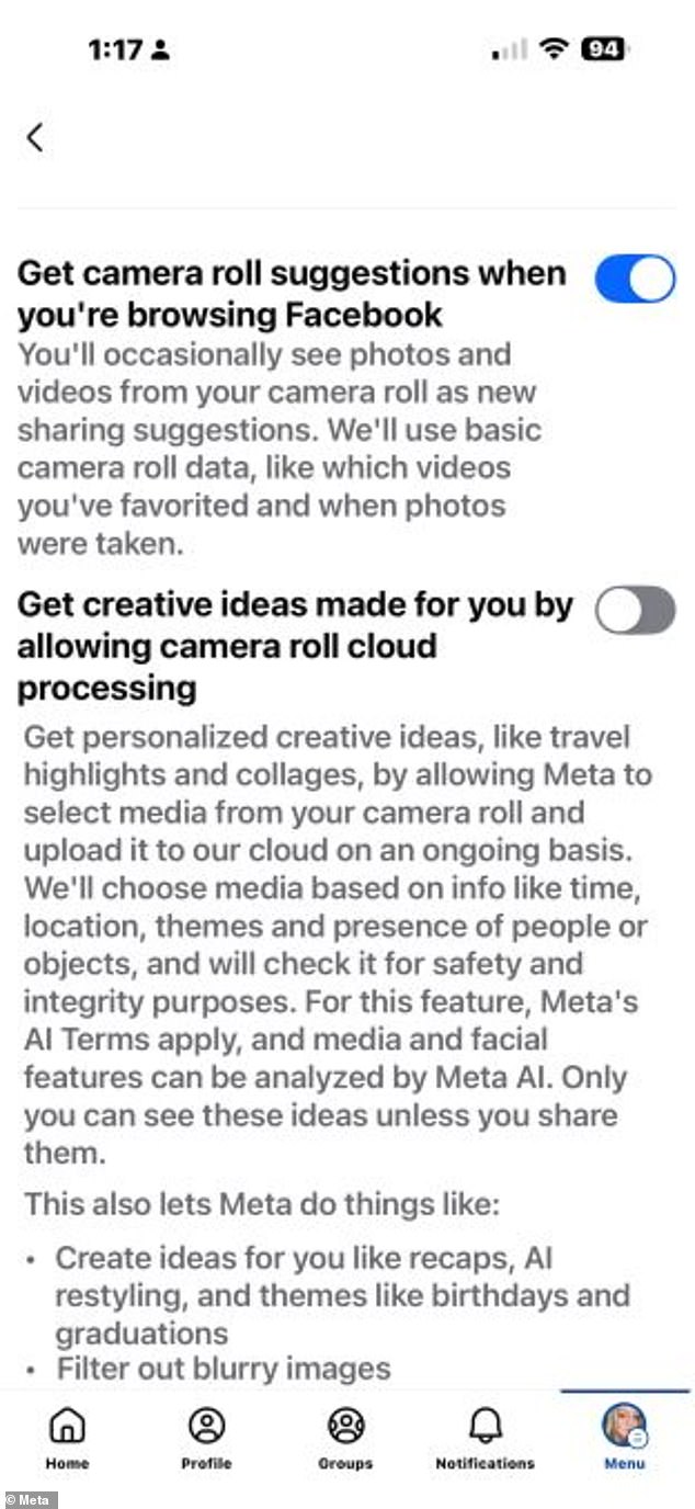 In order to turn this off, head to settings and look for 'camera roll sharing', toggle off both of the settings shown here