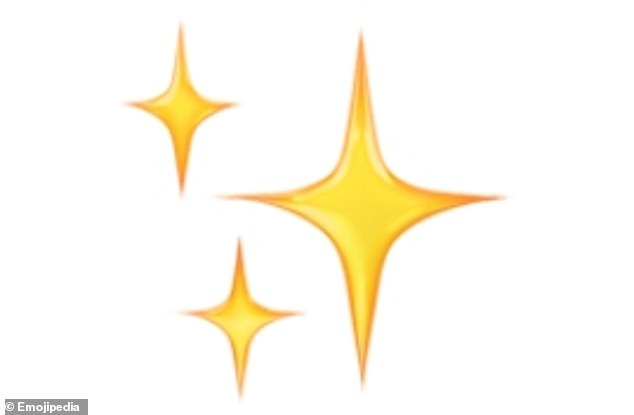 Coming in third place is the Sparkles emoji, which is depicted as a cluster of three four-point stars