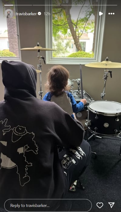 Travis Barker shares rare glimpse of son Rocky following dad’s footsteps