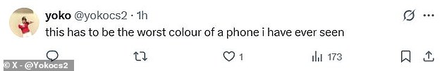 On social media, fans were divided over the potential colour option. With one calling it the 'worst colour of a phone I have ever seen'