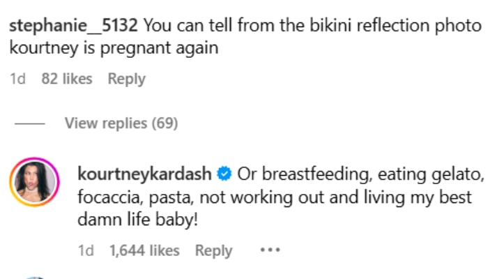 Kourtney Kardashian sets record straight on baby speculation