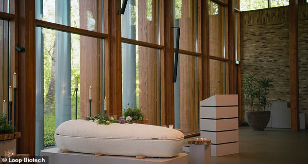 The casket, which costs around £3,000, can also be used in cremations. the company explained