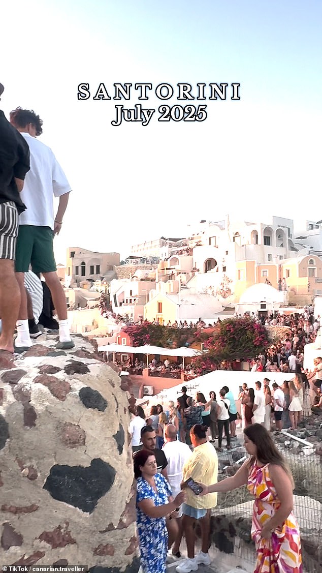 Gabriella Barrass visited the picturesque coastal island in early July, forking out £2,200 on a four-day trip. However, the Dubai resident said that any once-breathtaking views had now become tarnished by crowds of tourists battling ferociously for the perfect sunset spot