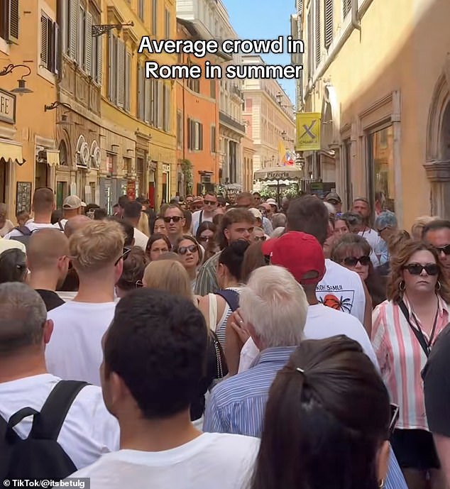 It comes as several of Europe's most popular cities have been captured becoming overrun this summer, with record-breaking tourist numbers turning some of Europe's most scenic streets into overcrowded, chaotic hotspots