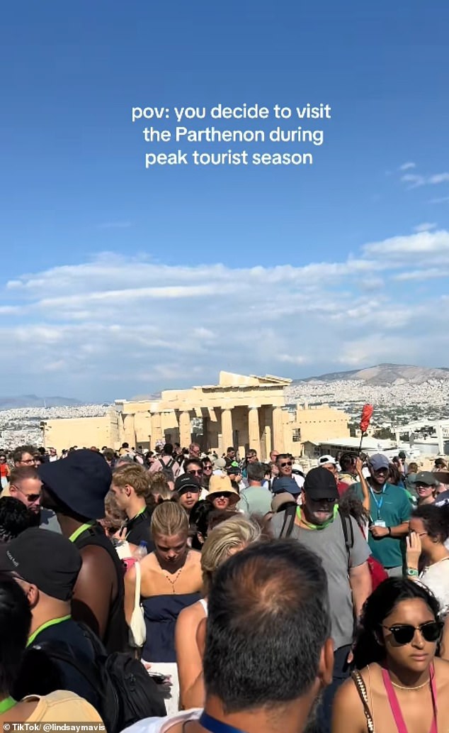 Meanwhile, in Athens, known for its ancient ruins and historic streets, the crowds are so dense that visitors can barely squeeze past each other