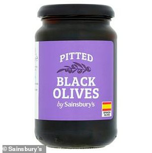 These Sainsbury's black pitted olives in brine also list ferrous gluconate as a 'stabiliser'