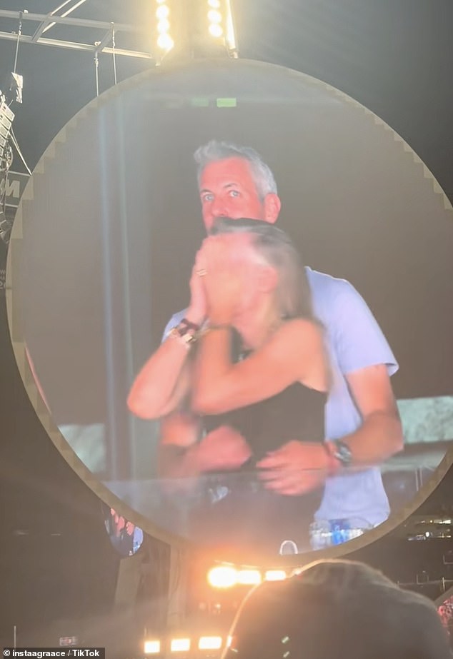 The couple were seen covering their faces, with Mr Byron, the head of the AI startup Astronomer, diving out of view and Ms Cabot turning away from the camera
