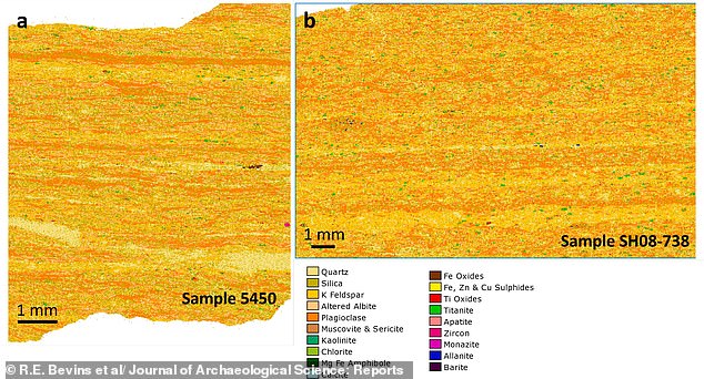 The experts said the minerologies of stone from Craig Rhos-y-Felin (left) are identical to stones from Stonehenge (right), indicating they came from the same source