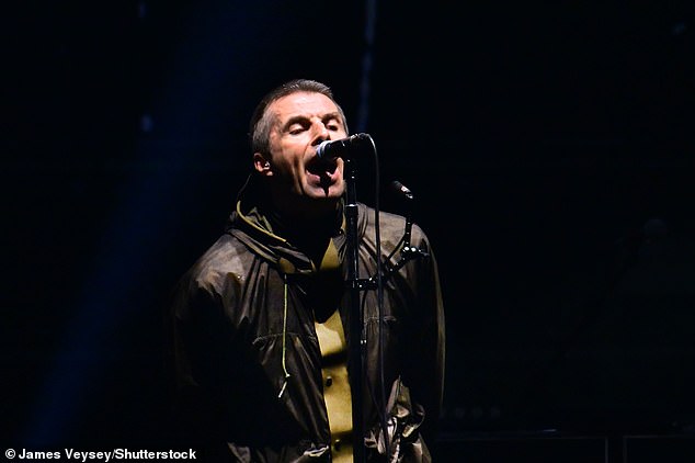 ‘Don’t Look Back in Anger’ by Oasis reached an impressive 89, placing it in third. Pictured: Liam Gallagher performing earlier this month