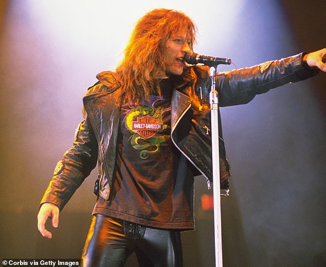 Coming in first place is Bon Jovi’s ‘Livin’ On a Prayer’, which generated a score of 91. Pictured: The singer performing at the Animal Rights Music Festival in 1989