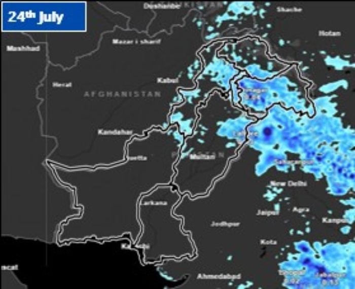 Image shows weather system forecast for July 24. — NDMA