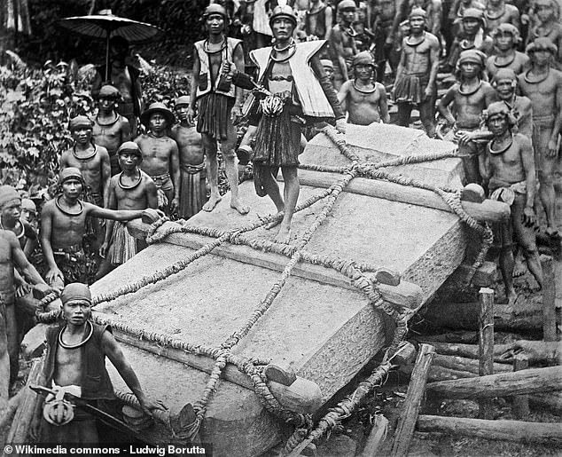Similar to ritual stone moving in the Nias island of Indonesia (pictured), some researchers suggest that the act of moving the stones and the ritual of Stonehenge's construction might have been more important than its final arrangement