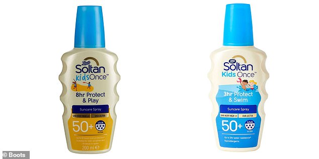 Boots' Soltan Kids Once range comes in two versions - Protect & Play, and Protect & Swim - although both appear to offer the same level of protection