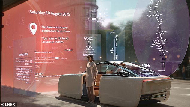 Even getting to the train could be made easier, they predict, with smart glasses which project glowing arrows to walk you to your platform