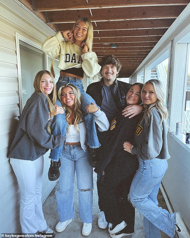 Left to right: Dylan Mortensen, Kaylee Goncalves, Madison Mogen (on Kaylee's shoulders) Ethan Chapin, Xana Kernodle and Bethany Funke. This is the last known photo ever taken of the group of friends before the murders