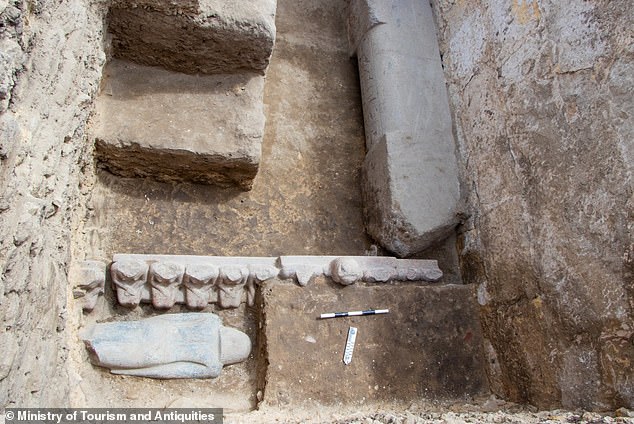 Alongside the false door, archaeologists also found 13 high-backed chairs, each of which featured statues carved out of pink granite too