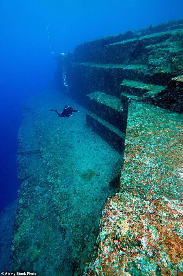Although skeptics have said it's a natural rock formation, Yonaguni monument (pictured) has a pyramid shape with shockingly straight steps that appear carved by hand