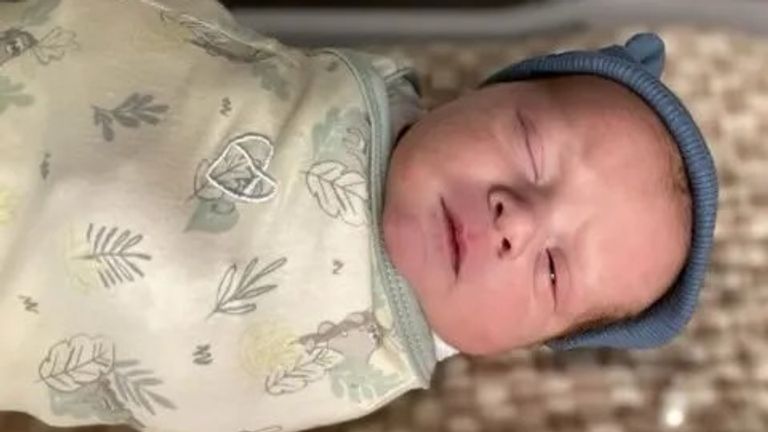 Thaddeus Daniel Pierce, born on 26 July 2025, developed from a more than 30 year old embryo. Pic: Lindsey Pierce/Rejoice Fertility Clinic