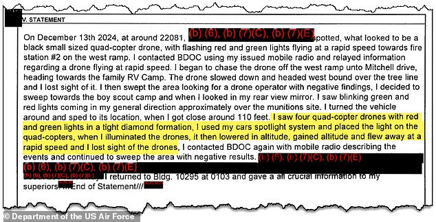 Documents obtained through a Freedom of Information Act request revealed that the Air Force does not know who or what sent the drones