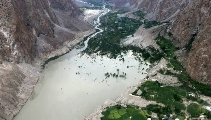Representational image shows Badswat and Bilhanz villages in Immit Valley in Gilgit-Baltistan hit by a glacial lake outburst flood (GLOF) on July 17, 2018. — AKDN/File